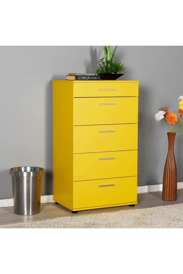 Trendline 5 Çekmeceli Şifonyer - Sarı 60x108x44 cm (GxYxD) - 2