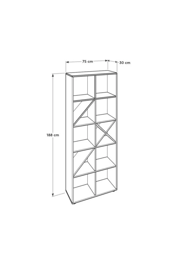 Gaming 10 Raflı Kitaplık - Antrasit-Kırmızı 75x188x30 cm (GxYxD) - 8