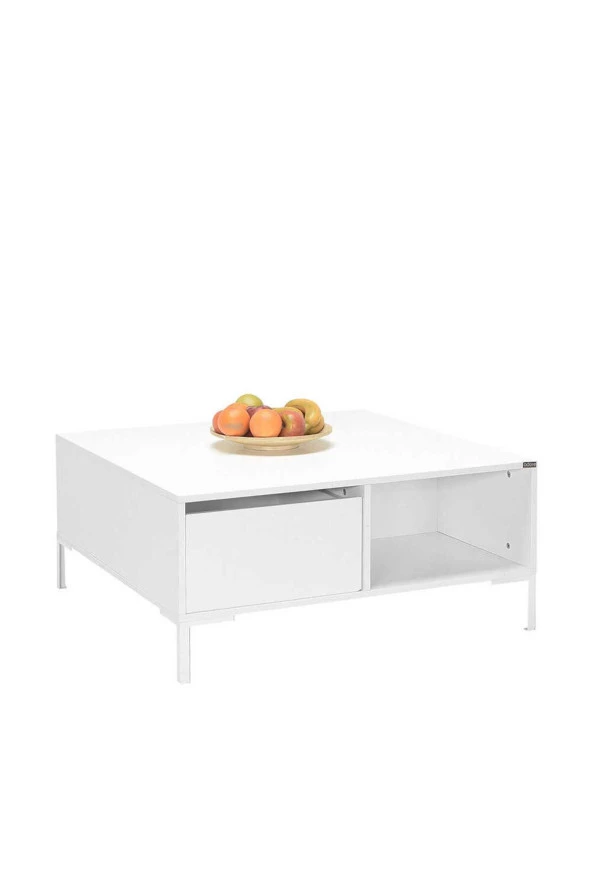 Kare Orta Sehpa - Mat Lake Beyaz 90x42x90 cm (GxYxD) - 4