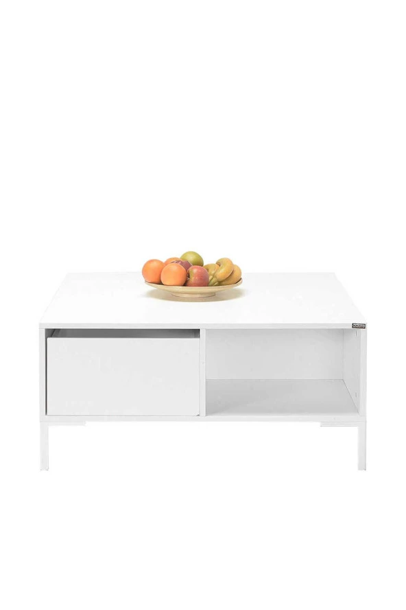 Kare Orta Sehpa - Mat Lake Beyaz 90x42x90 cm (GxYxD) - 7