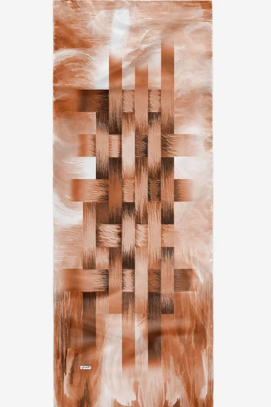 Afvente Soyut Desen Açık Kahverengi Pamuk Şal - Resim 6