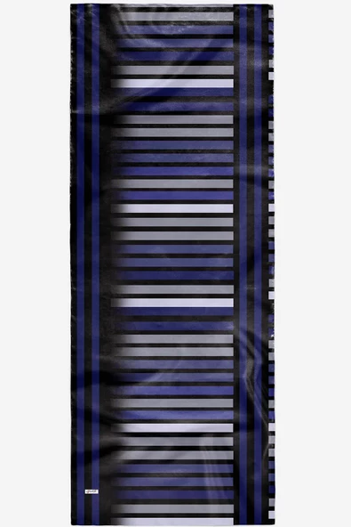 Afvente Çizgili Desen Mor Pamuk Şal - Resim 5