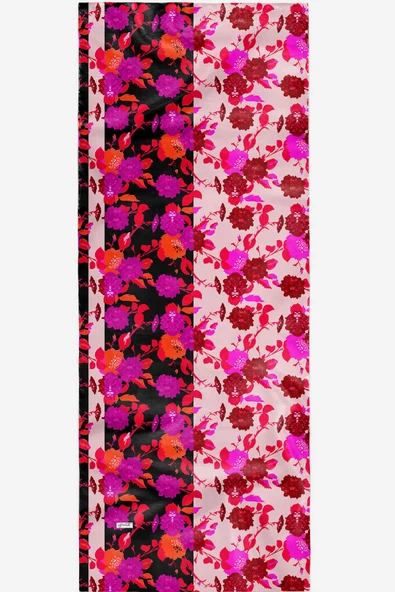 Afvente Çiçek Desen Pembe Pamuk Şal - Resim 5
