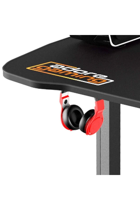 Adore Gaming Karbon Çelik Gövde Oyuncu Bilgisayar Masası-Siyah 160x70-75-80x75 cm (GxYxD) - 5
