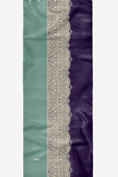 Afvente Çiçek Desen Açık Mavi Pamuk Şal - Resim 4