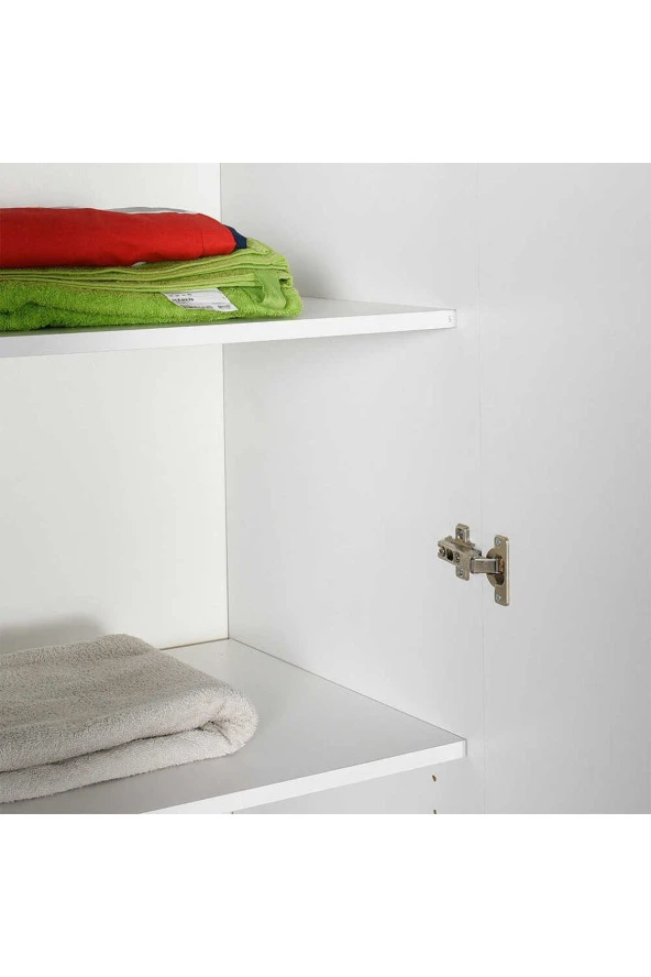 Base 6 Kapaklı 2 Çekmeceli Gardırop-İtalyan Meşe-Mat Beyaz 206x224x52 cm (GxYxD) - 7