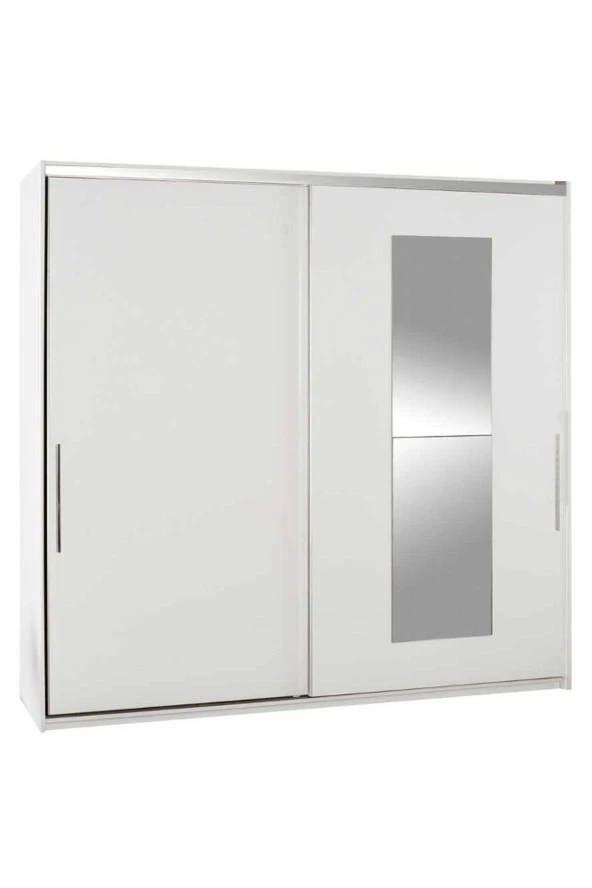 Elit Plus Aynalı Sürgülü Gardırop-Mat Beyaz 210x207x60 cm (GxYxD) - 11