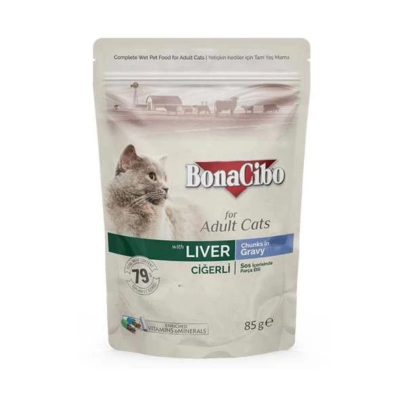 Soslu Ciğerli Pouch Yetişkin Kedi Yaş Maması 85gr