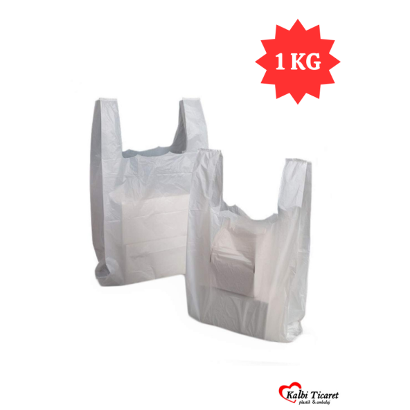 Kalın Beyaz Poşet Küçük Boy 1 Kg Hışır Atlet Poşet Market Manav Poşeti Çöp Poşeti