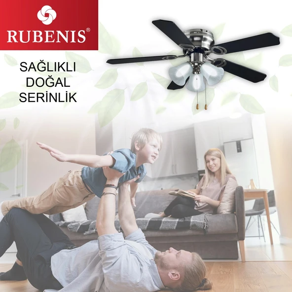 RUBENIS RBT425 BLK Avizeli Tavan Vantilatörü: Modern Tasarım ve Güçlü Performans - 4