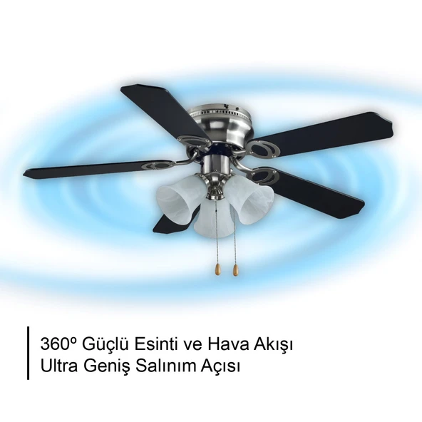 RUBENIS RBT425 BLK Avizeli Tavan Vantilatörü: Modern Tasarım ve Güçlü Performans