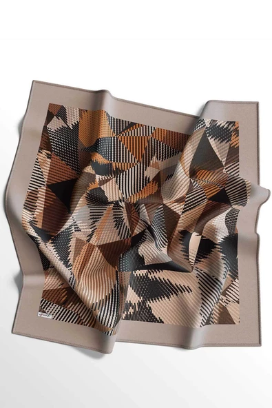 Afvente Soyut Desen Açık Kahverengi Pamuk Eşarp - Resim 4