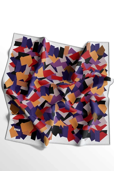 Afvente Soyut Desen Turuncu Pamuk Eşarp - Resim 4