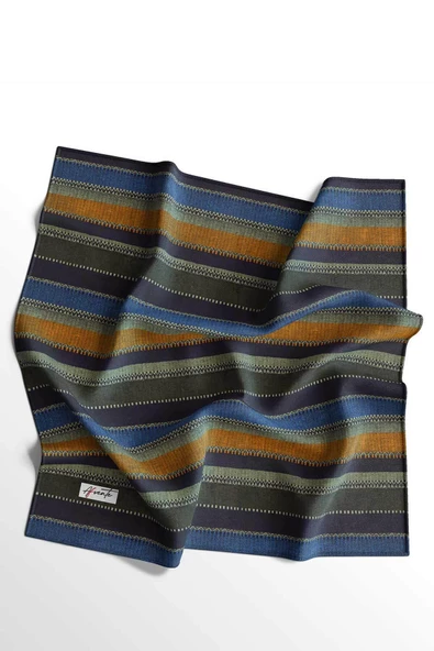 Afvente Çizgili Desen Kahverengi Pamuk Eşarp - Resim 5