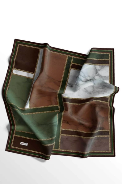 Afvente Mermer Desen Bronz Pamuk Eşarp - 5