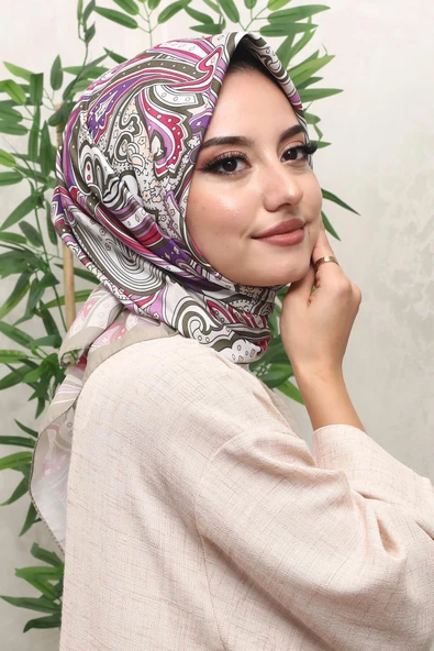 Afvente Dalgalı Desen Gri Soft Pamuk Eşarp ürün görseli