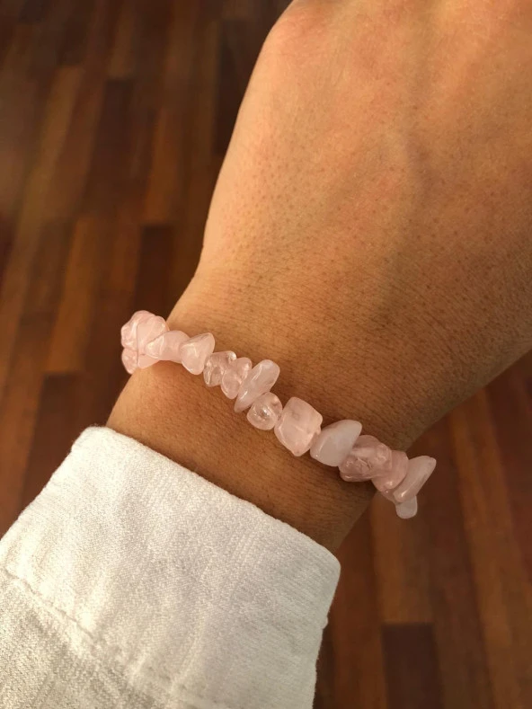 Pembe Kuvars Doğal Taş Bileklik - 2
