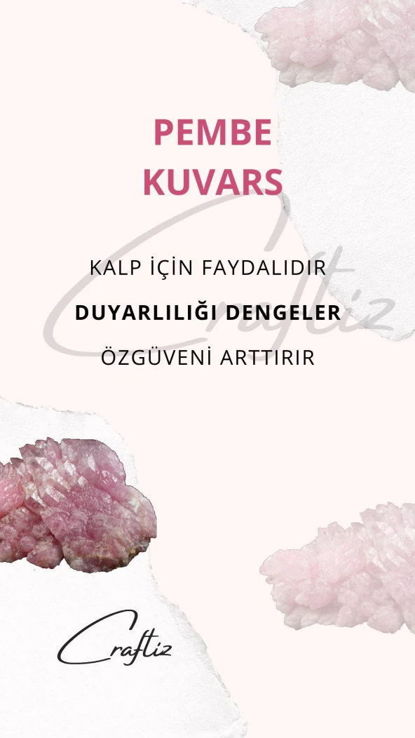 Pembe Kuvars Doğal Taş Bileklik - 3
