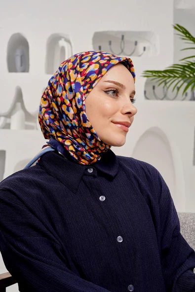 Afvente Benekli Desen Renkli Soft Pamuk Eşarp