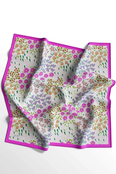 Afvente Çiçek Desen Pembe Soft Pamuk Eşarp - 6
