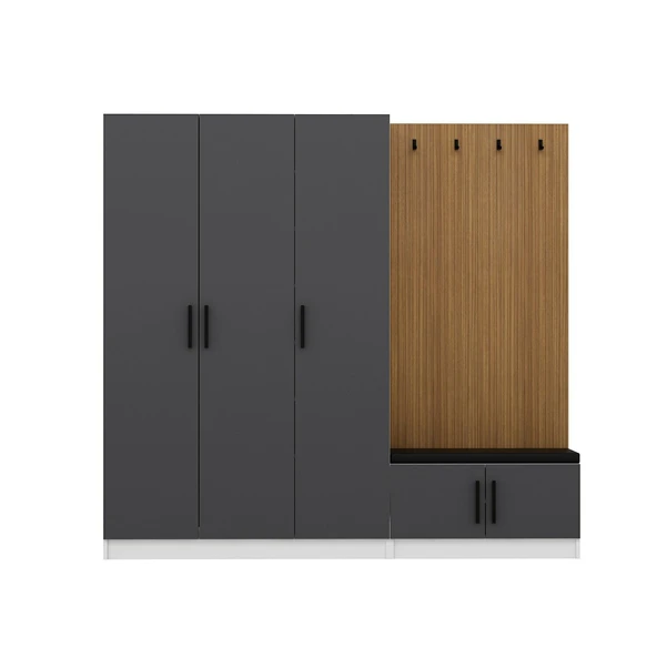 Minar Kale Dekor Panel 3 Kpk 1 Bölme Raf Port + Ayakkabılık Minderli Byz Antr - Resim 5