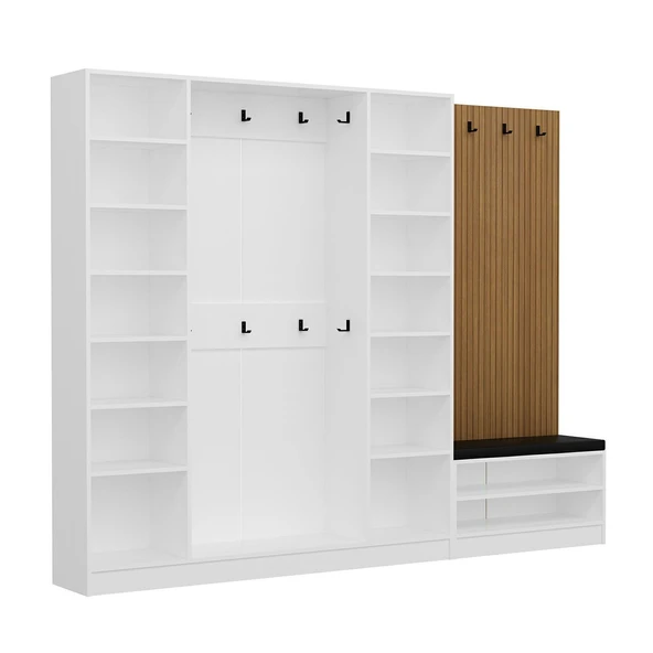 Minar Kale Dekor Panel 4 Kpk 2 Bölme Raf Port + Ayakkabılık Minderli Byz Antr - 7