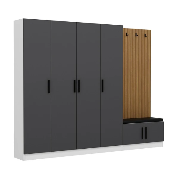 Minar Kale Dekor Panel 4 Kpk 2 Bölme Raf Port + Ayakkabılık Minderli Byz Antr - 4