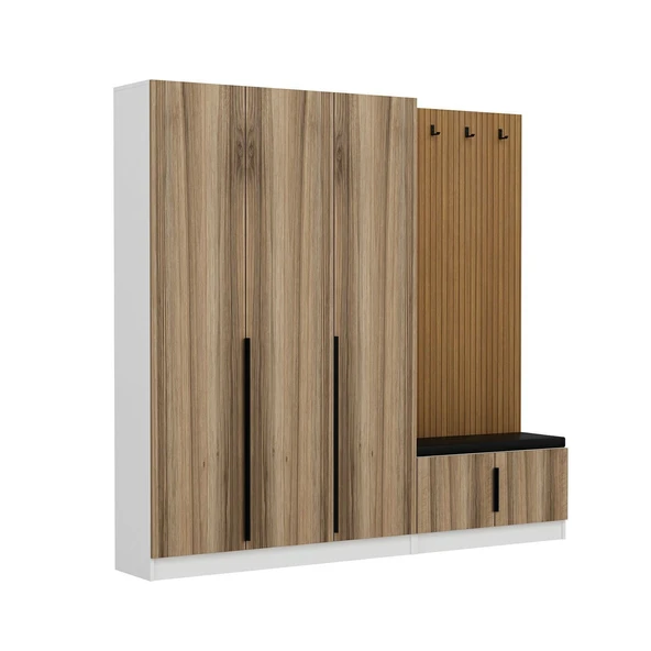 Minar Kale Dekor Panel 3 Kpk 1 Bölme Raf Port + Ayakkabılık Minderli Byz Dore Plus - 4