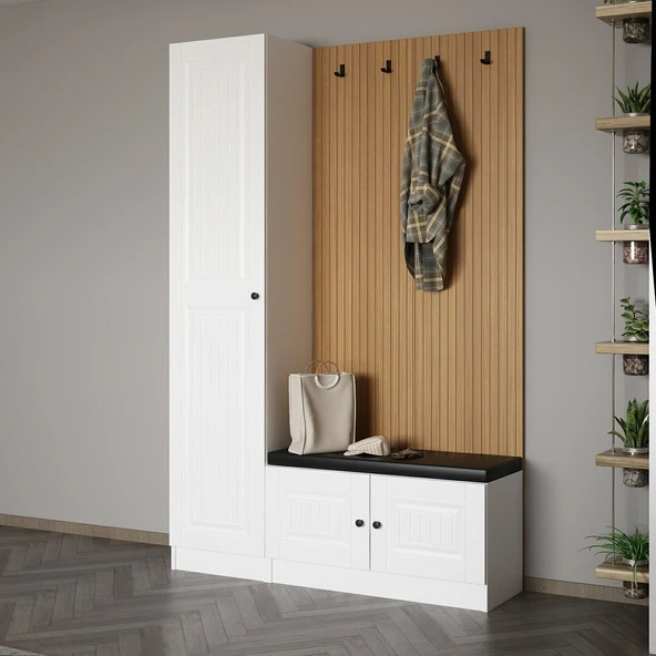 Minar Kale Dekor Panel 1 Kpk 1 Bölme Raf Port + Ayakkabılık Minderli Byz Mbrn İlkbahar Byz - Resim 3