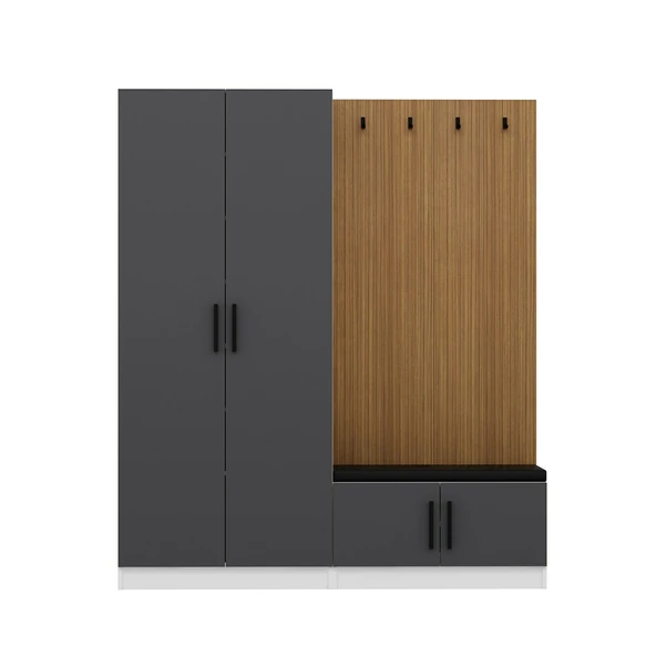 Minar Kale Dekor Panel 2 Kpk 2 Bölme Raf Port + Ayakkabılık Minderli Byz Antr - 5