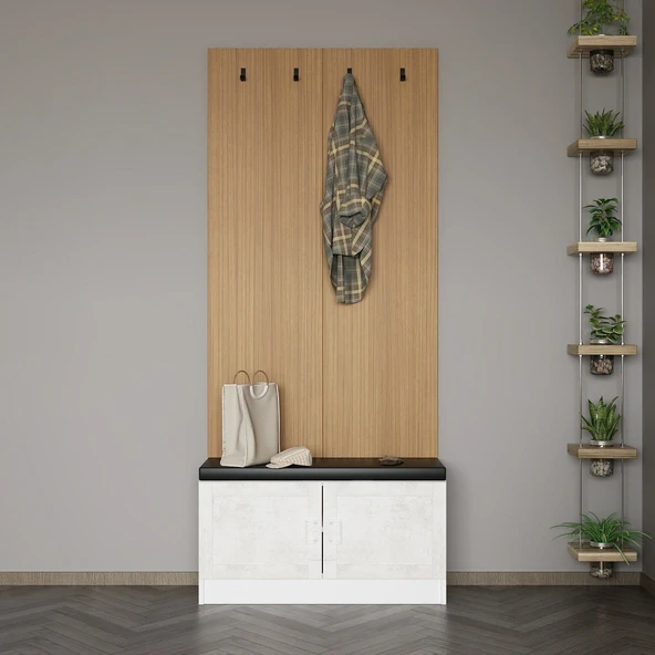 Minar Kale Dekor Panel Ayakkabılık Minderli Byz Eskitme Byz