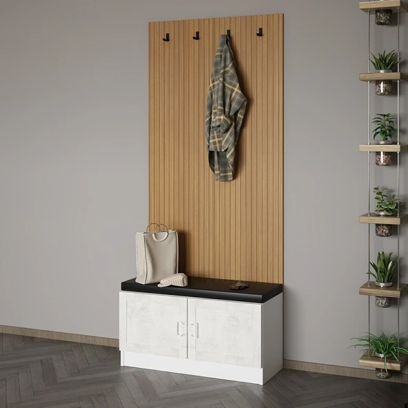 Minar Kale Dekor Panel Ayakkabılık Minderli Byz Eskitme Byz - Resim 3