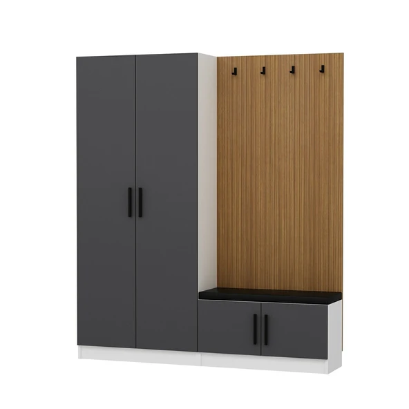 Minar Kale Dekor Panel 2 Kpk 2 Bölme Raf Port + Ayakkabılık Minderli Byz Antr - 6
