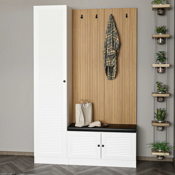 Minar Kale Dekor Panel 1K 1 Bölme Raf Port+Ayakkabılık Minderli Byz Mbrn Panjur Byz - Resim 3