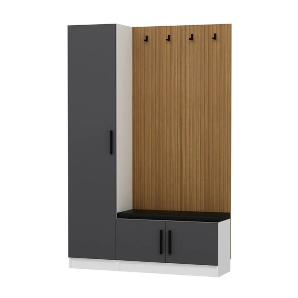 Minar Kale Dekor Panel 1 Kpk 1 Bölme Raf Port + Ayakkabılık Minderli Byz Antr - Resim 6