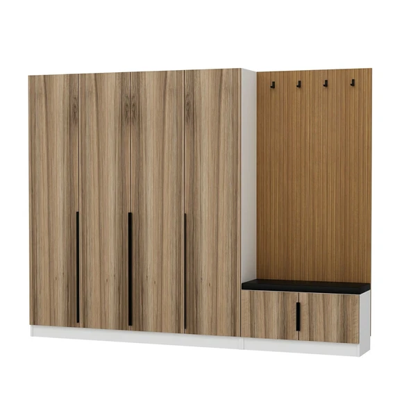 Minar Kale Dekor Panel 4 Kpk 2 Bölme Raf Port + Ayakkabılık Minderli Byz Dore Plus - 6