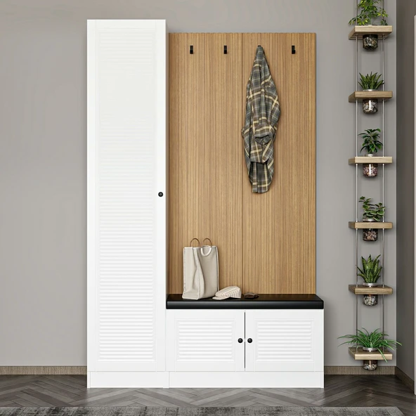 Minar Kale Dekor Panel 1K 1 Bölme Raf Port+Ayakkabılık Minderli Byz Mbrn Panjur Byz - Resim 2