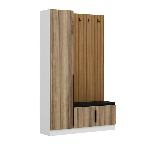 Minar Kale Dekor Panel 1 Kpk 1 Bölme Raf Port + Ayakkabılık Minderli Byz Dore Plus - Resim 4