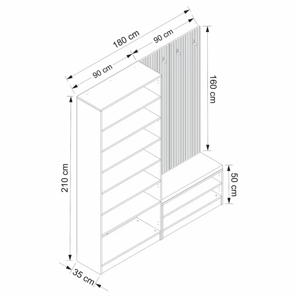 Minar Kale Dekor Panel 2 Bölme Raf+Ayakk Minderli Byz 2 Kapaksız - 4