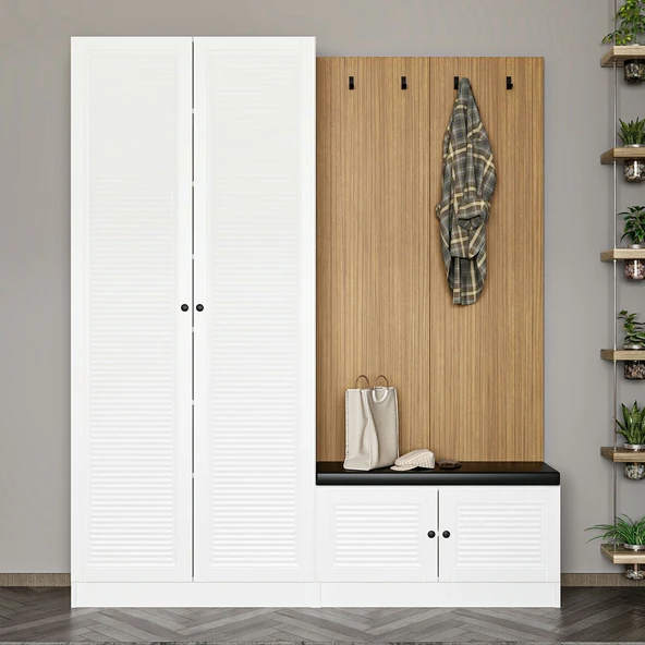 Minar Kale Dekor Panel 2K 2 Bölme Raf Port+Ayakkabılık Minderli Byz Mbrn Panjur Byz - 2