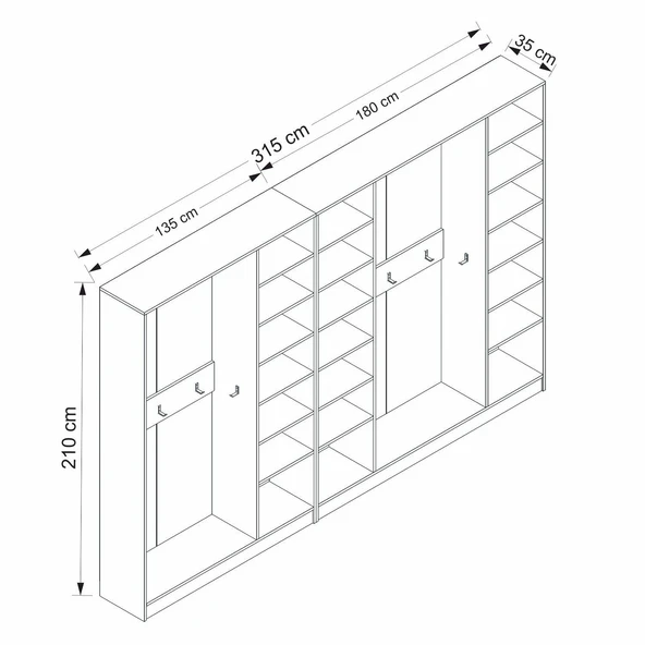 Minar Kale210 Port 7 Kapaksız 3 Bölme Raf Byz - Resim 4