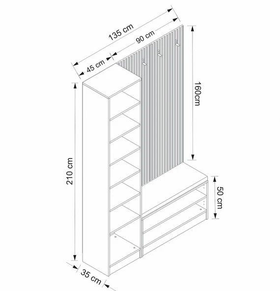 Minar Kale Dekor Panel 1 Bölme Raf+Ayakk Minderli Byz 1 Kapaksız - Resim 4