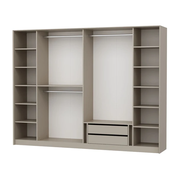 Minar Kale Luxe Soft 6 Kapaklı Mebran+Cam Dolap-Kumtaşı - Resim 4