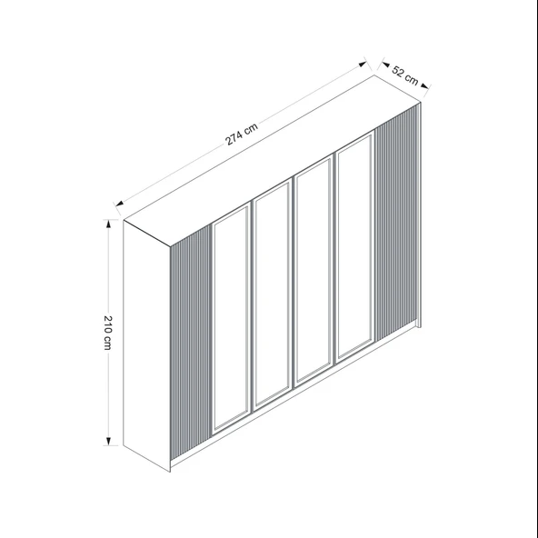 Minar Kale Luxe Soft 6 Kapaklı Mebran+Cam Dolap-Kumtaşı - Resim 7