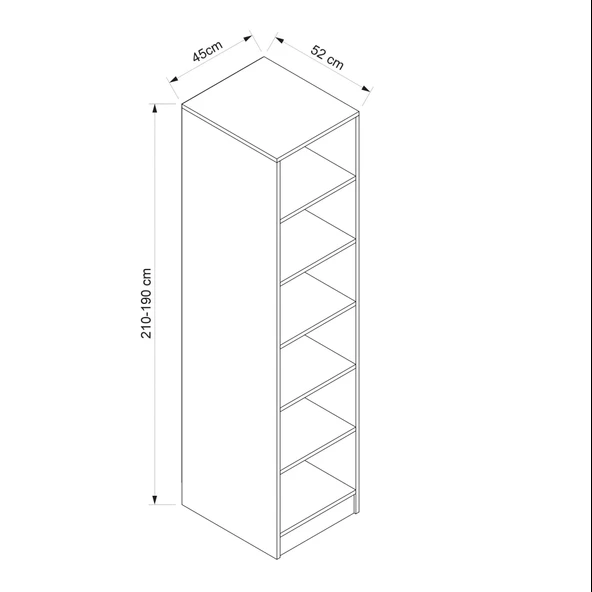 Minar M5025-Kale 1 Gövde Raflı Beyaz 190Cm - 4