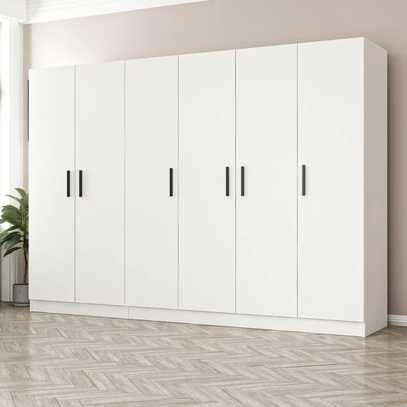 Minar Kale Zincir Dolap 6 Kapılı 4+2-Beyaz - Resim 3