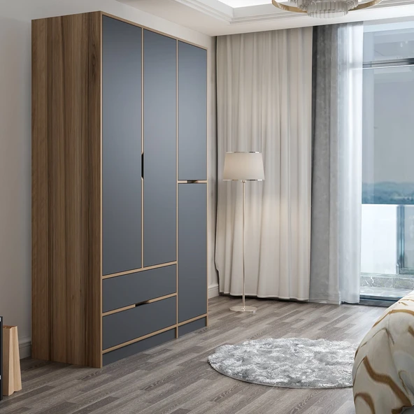 Minar Elina 3 Kapaklı Dolap Dore Antrasit - Resim 4