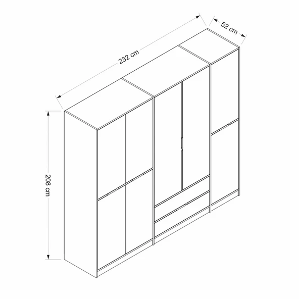 Minar Elina 5 Kapaklı Dolap Dore Antrasit - Resim 8