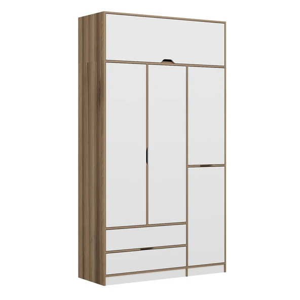 Minar Elina 3 Kapaklı Dolap + Yüklük Dore Beyaz - Resim 5