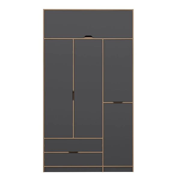 Minar Elina 3 Kapaklı Dolap + Yüklük Dore Antrasit - Resim 6